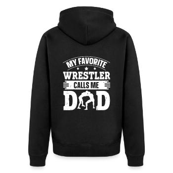 Mon lutteur préféré m’appelle papa lutteur papa - Veste à capuche bio Premium Unisexe - noir - Dos - Nico (187cm)