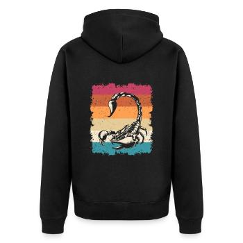 Vintage Scorpions Retro Animal Arachnid Scorpion - Unisex Premium Bio Zip Hoodie - Schwarz - Hinten - Nico (187cm)