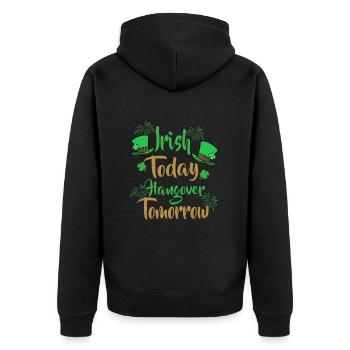 St Patrick's Day Irish Hangover Clover Party - Unisex Premium Organic Zip Hoodie - black - Back - Nico (187cm)