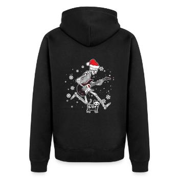 Skeleton Plays Electric Guitar Cat Christmas Hat - Unisex Premium Organic Zip Hoodie - black - Back - Nico (187cm)
