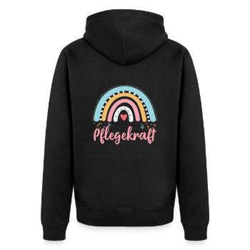 Pflegekraft Regenbogen Krankenschwester - Unisex Premium Bio Zip Hoodie - Schwarz - Hinten - Nico (187cm)