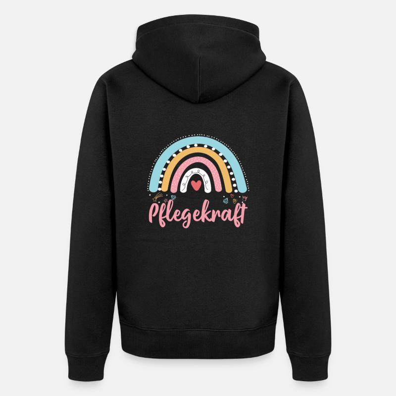 Pflegekraft Regenbogen Krankenschwester - Unisex Premium Bio Zip Hoodie - Schwarz