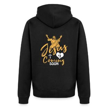 Christianisme chrétien Jésus revient bientôt - Veste à capuche bio Premium Unisexe - noir - Dos - Nico (187cm)