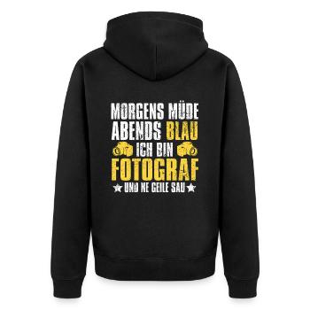 Fotograf Fotografie Kamera - Unisex Premium Bio Zip Hoodie - Schwarz - Hinten - Nico (187cm)