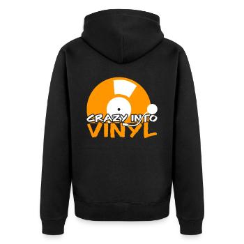 Schallplatte Plattenspieler - Unisex Premium Bio Zip Hoodie - Schwarz - Hinten - Nico (187cm)