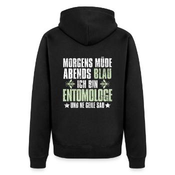 Entomologie Entomologe Insekt - Unisex Premium Bio Zip Hoodie - Schwarz - Hinten - Nico (187cm)