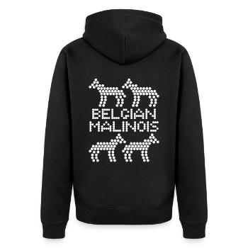 Schäferhund Belgian Molinois - Unisex Premium Bio Zip Hoodie - Schwarz - Hinten - Nico (187cm)