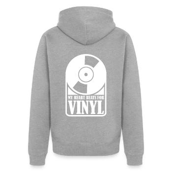 Disques vinyles - Veste à capuche bio Premium Unisexe - gris chiné - Dos - Nico (187cm)