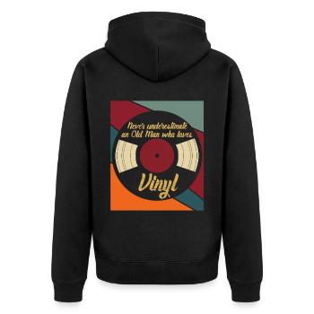 Vinyl Retro Vintage Record - Unisex Premium Organic Zip Hoodie - black - Back - Nico (187cm)