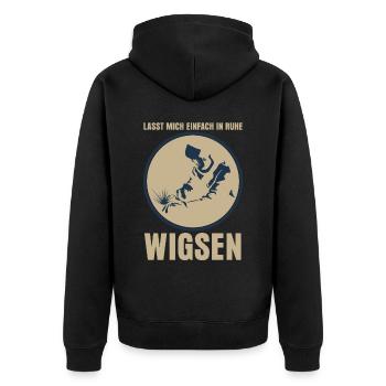 Schweißer Wigsen WIG Schweißen - Unisex Premium Bio Zip Hoodie - Schwarz - Hinten - Nico (187cm)