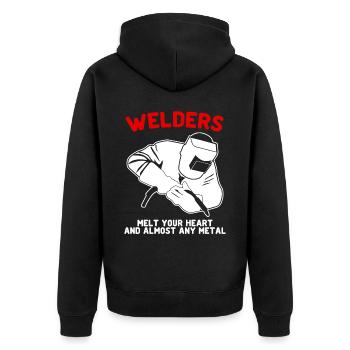Welder Mechanic Locksmith Welding - Unisex Premium Organic Zip Hoodie - black - Back - Nico (187cm)