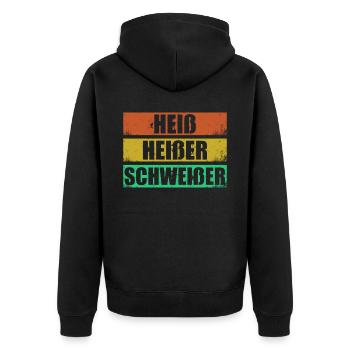 Heiß Heißer Schweißer - Unisex Premium Bio Zip Hoodie - Schwarz - Hinten - Nico (187cm)