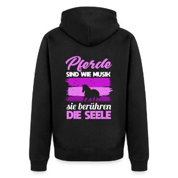 Süßes Pferde Pferdespruch Motiv - Unisex Premium Bio Zip Hoodie - Schwarz - Hinten - Nico (187cm)