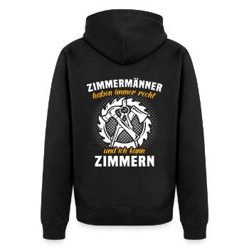 Zimmermann Sprüche Zimmern Zimmerer - Unisex Premium Bio Zip Hoodie - Schwarz - Hinten - Nico (187cm)