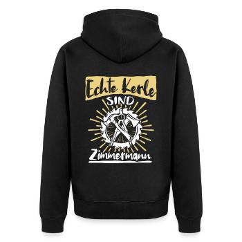 Zimmermann Sprüche Zimmern Zimmerer - Unisex Premium Bio Zip Hoodie - Schwarz - Hinten - Nico (187cm)