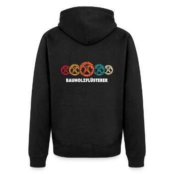 Zimmermann Sprüche Zimmern Zimmerer - Unisex Premium Bio Zip Hoodie - Schwarz - Hinten - Nico (187cm)
