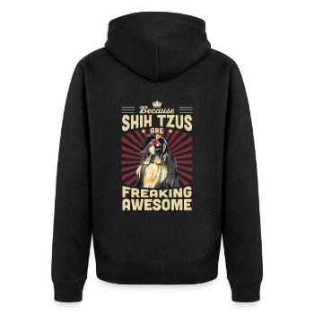 Shih Tzu - Unisex Premium Bio Zip Hoodie - Schwarz - Hinten - Nico (187cm)