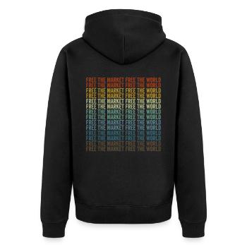 Freiheit des Marktes Freiheit der Welt Bitcoin - Unisex Premium Bio Zip Hoodie - Schwarz - Hinten - Nico (187cm)