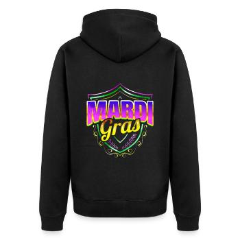 Logo Emblem Coat OF Arms For Mardi Gras - Unisex Premium Bio Zip Hoodie - Schwarz - Hinten - Nico (187cm)