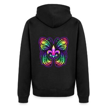 Papillon de fleur de lis de couleur arc-en-ciel pour Mardi - Veste à capuche bio Premium Unisexe - noir - Dos - Nico (187cm)