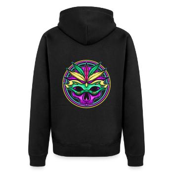 Logo Crâne Violet Masqué pour Mardi Gras - Veste à capuche bio Premium Unisexe - noir - Dos - Nico (187cm)