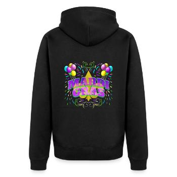 Logo avec Ballons et Fleur de Lis pour Mardi Gras - Veste à capuche bio Premium Unisexe - noir - Dos - Nico (187cm)
