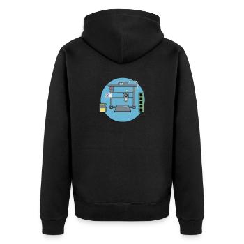 3D Druck Printing CAD PLA Filament 3d drucken - Unisex Premium Bio Zip Hoodie - Schwarz - Hinten - Nico (187cm)