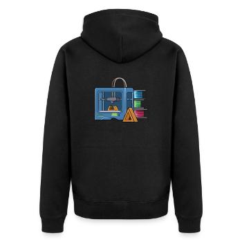 3D Druck Printing CAD PLA Filament 3d drucken - Unisex Premium Bio Zip Hoodie - Schwarz - Hinten - Nico (187cm)