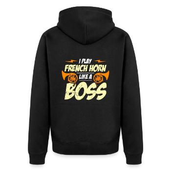 Français cor je joue Français cor comme une fanfare - Veste à capuche bio Premium Unisexe - noir - Dos - Nico (187cm)
