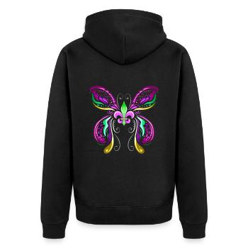 Papillon avec ornements et fleur de lys pour - Veste à capuche bio Premium Unisexe - noir - Dos - Nico (187cm)