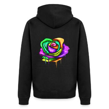 Painted And Colored Rose For Mardi Gras - Unisex Premium Bio Zip Hoodie - Schwarz - Hinten - Nico (187cm)