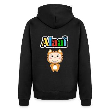 Cute Carnival Animal, Kölle Alaaf, party Tiger - Unisex Premium Organic Zip Hoodie - black - Back - Nico (187cm)