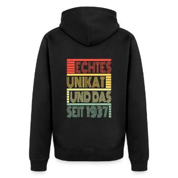 Truly unique since 1937 Born 1937 Birthday - Unisex Premium Organic Zip Hoodie - black - Back - Nico (187cm)