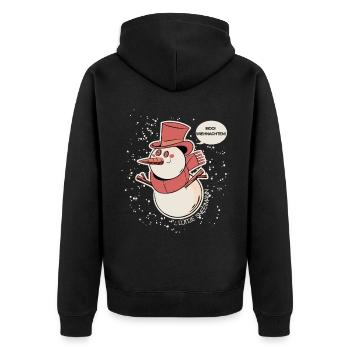 Lüttje Sneeimann Plattdeutsch Schneemann - Unisex Premium Bio Zip Hoodie - Schwarz - Hinten - Nico (187cm)