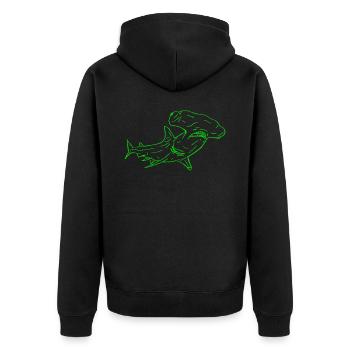 Hammerhai - Unisex Premium Bio Zip Hoodie - Schwarz - Hinten - Nico (187cm)