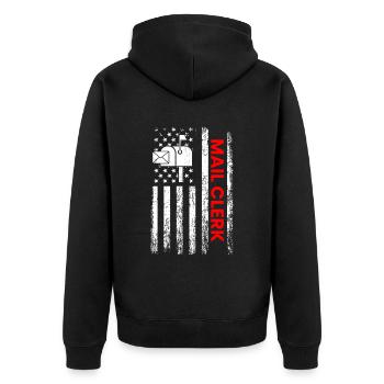 commis au courrier drapeau américain, commis au courrier - Veste à capuche bio Premium Unisexe - noir - Dos - Nico (187cm)