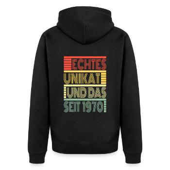Truly unique since 1970 Born 1970 Birthday - Unisex Premium Organic Zip Hoodie - black - Back - Nico (187cm)