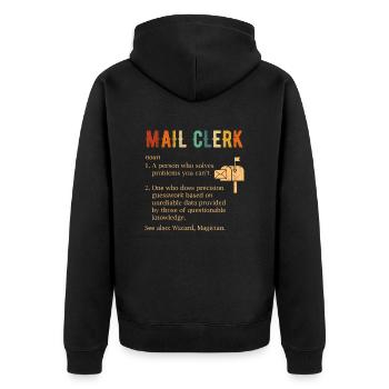 mail clerk definition, mail clerk - Unisex Premium Bio Zip Hoodie - Schwarz - Hinten - Nico (187cm)