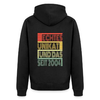 Echtes Unikat Seit 2004 Geboren 2004 Geburtstag - Unisex Premium Bio Zip Hoodie - Schwarz - Hinten - Nico (187cm)
