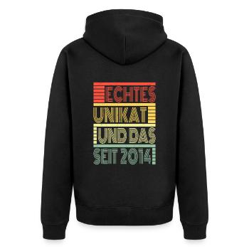 Echtes Unikat Seit 2014 Geboren 2014 Geburtstag - Unisex Premium Bio Zip Hoodie - Schwarz - Hinten - Nico (187cm)
