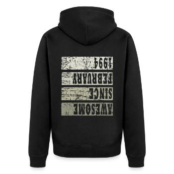 1994 Im Februar Vintage - Unisex Premium Bio Zip Hoodie - Schwarz - Hinten - Nico (187cm)