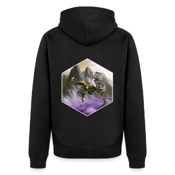 Dronenpilot Quadrocopter fliegen - Unisex Premium Bio Zip Hoodie - Schwarz - Hinten - Nico (187cm)