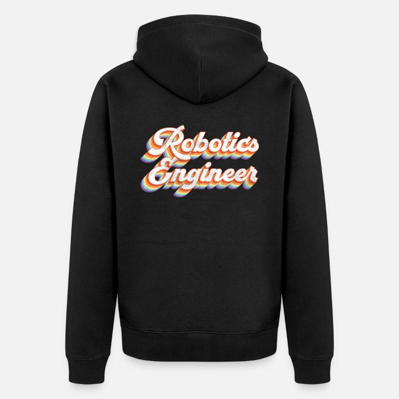 Robot Robotics Engineer Retro - Unisex Premium Bio Zip Hoodie - Schwarz