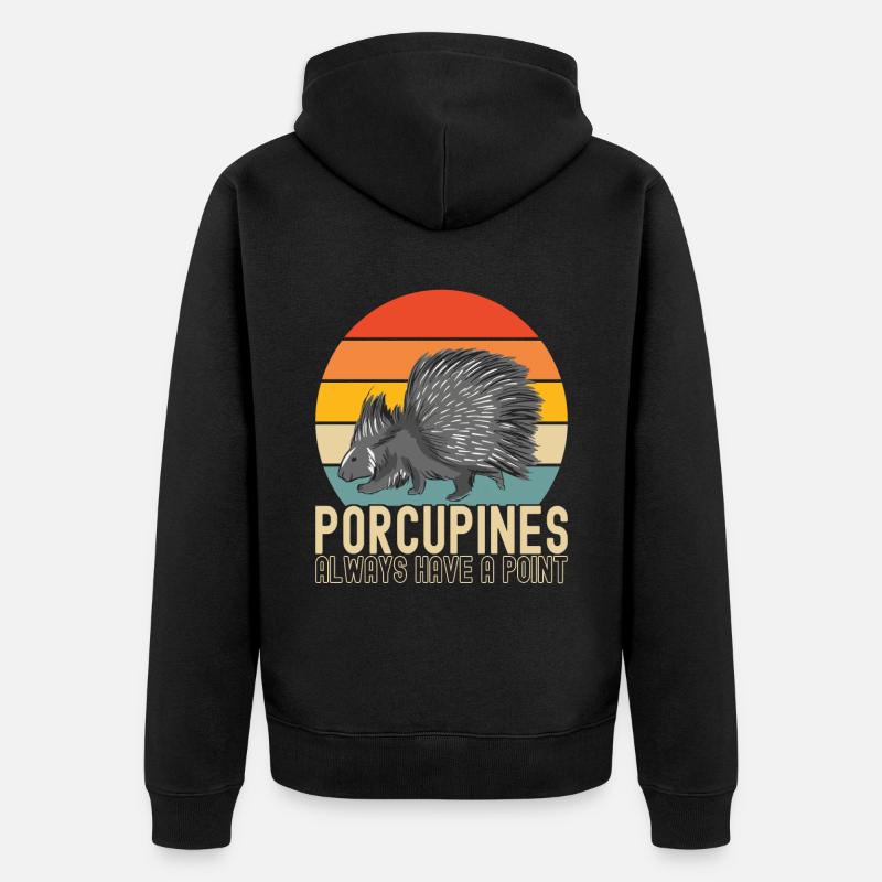 Porc-épic mignon - Veste à capuche bio Premium Unisexe - noir