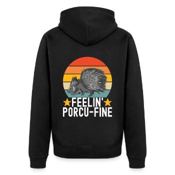 Porc-épic mignon - Veste à capuche bio Premium Unisexe - noir - Dos - Nico (187cm)