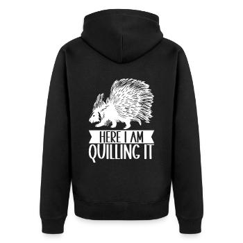 Porc-épic mignon - Veste à capuche bio Premium Unisexe - noir - Dos - Nico (187cm)