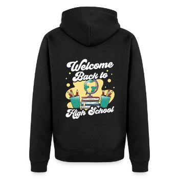 Welcome back to school Teachers Back to school - Unisex Premium Organic Zip Hoodie - black - Back - Nico (187cm)