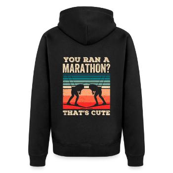 Du Bist Einen Marathon Gelaufen Das Ist Niedlich - Unisex Premium Bio Zip Hoodie - Schwarz - Hinten - Nico (187cm)