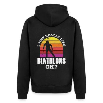 Ich Mag Biathlons Einfach Sehr Biathlon Biathlet - Unisex Premium Bio Zip Hoodie - Schwarz - Hinten - Nico (187cm)