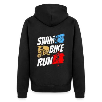 Natation Vélo Course Triathlète Triathlète Triathlon Triathlète - Veste à capuche bio Premium Unisexe - noir - Dos - Nico (187cm)